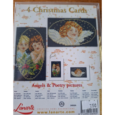 Borduren 4 kerstkaarten (maken) engeltjes