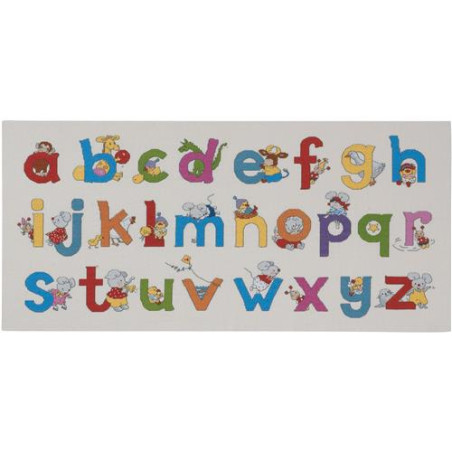 Permin 90-0397 Borduurpakket Gelukkig FriendsABC 30x65 cm