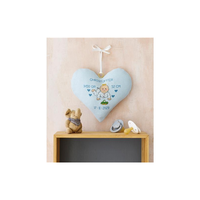 Permin 21-2319 Borduurpakket Geboorte hart 21x20cm