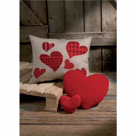 Permin 83-7145 Kussen Borduurpakket Harten 50x40 cm