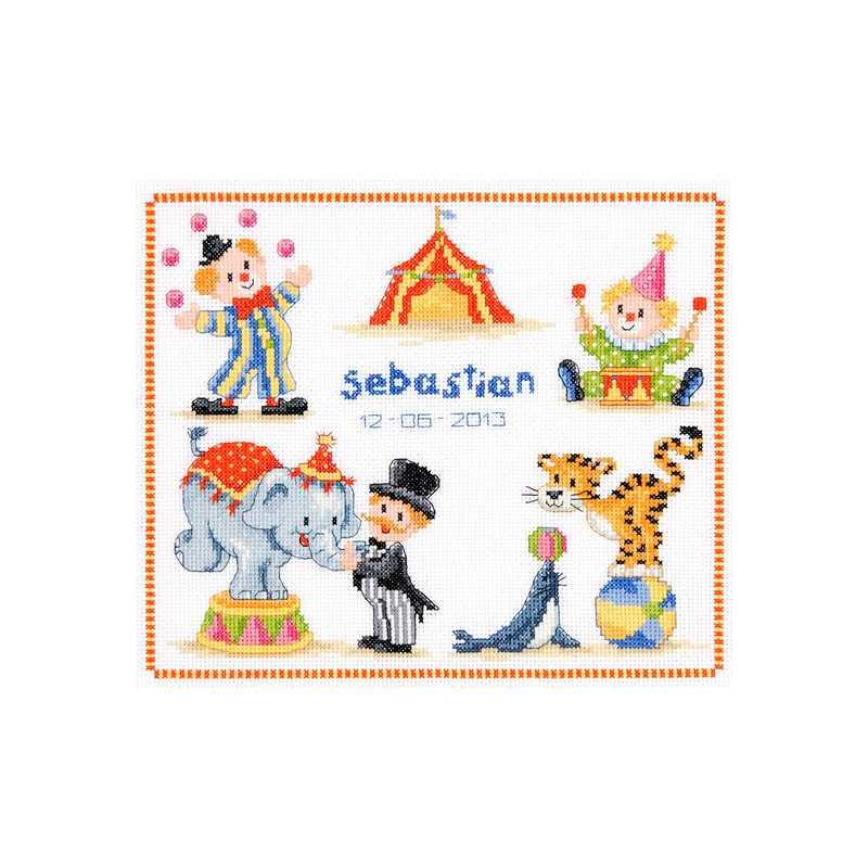 Borduurpakket In het circus geboortetegel - PN 0146275
