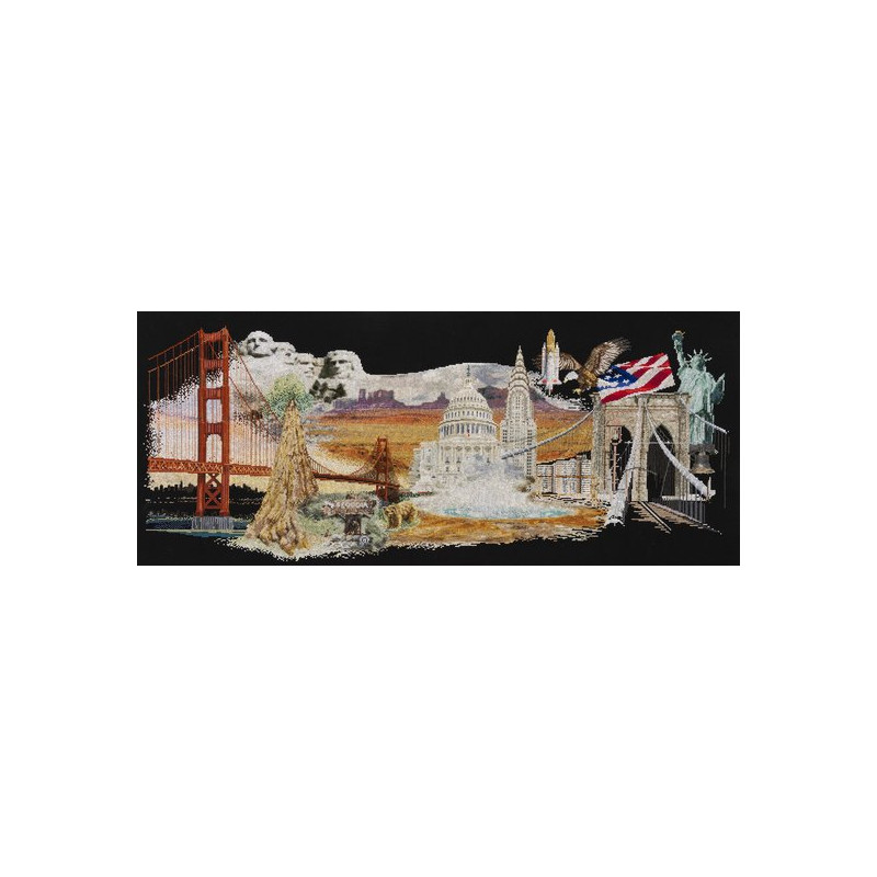 Borduurpakket Thea Gouverneur  544.05 - Amerika - Zwart Aida - 74 x 34 cm