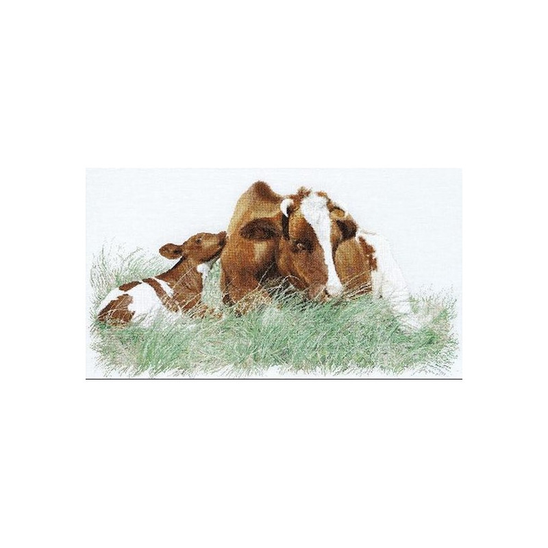 Thea Gouverneur Borduurpakket bruine koe 449 op aida