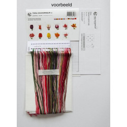 Thea Gouverneur Borduurpakket 448 Boeren pioen - Linnen stof