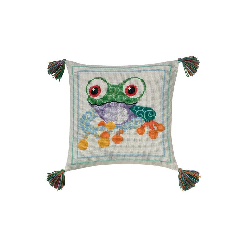Permin 83-3876 Borduurpakket kussen kikker 30x30 cm