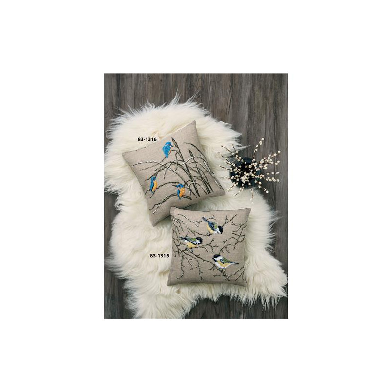 Permin 831316 Borduurpakket IJsvogels 40x40cm