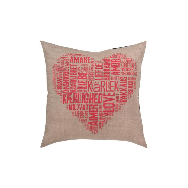 Permin 83-6136 Kussen Borduurpakket Liefde roze 60x60 cm