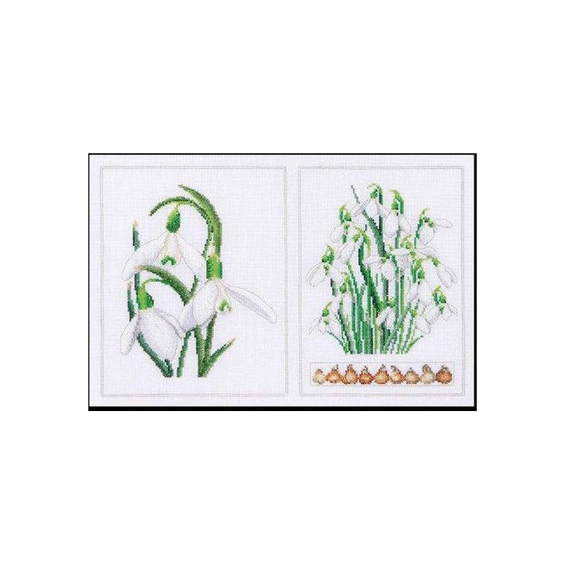 Thea Gouverneur 446 Sneeuwklokjes - Linnen stof