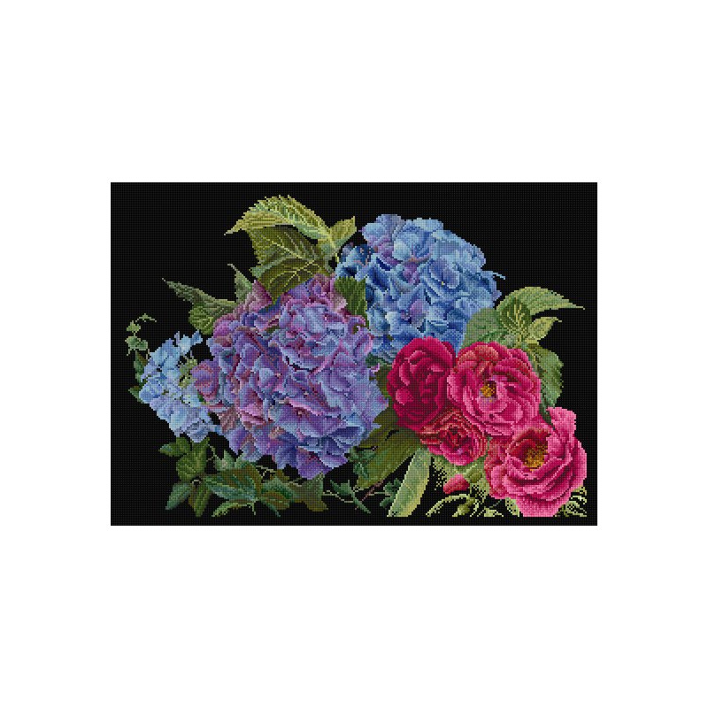 Thea Gouverneur 442.05A Hortensia & Roos - Aida zwart
