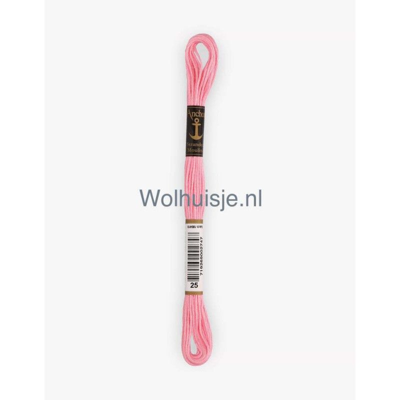Anchor mouline 6 draads borduurgaren 25 donker roze 8m