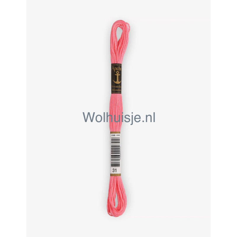 Anchor mouline 6 draads borduurgaren 31 licht koraal roze 8m