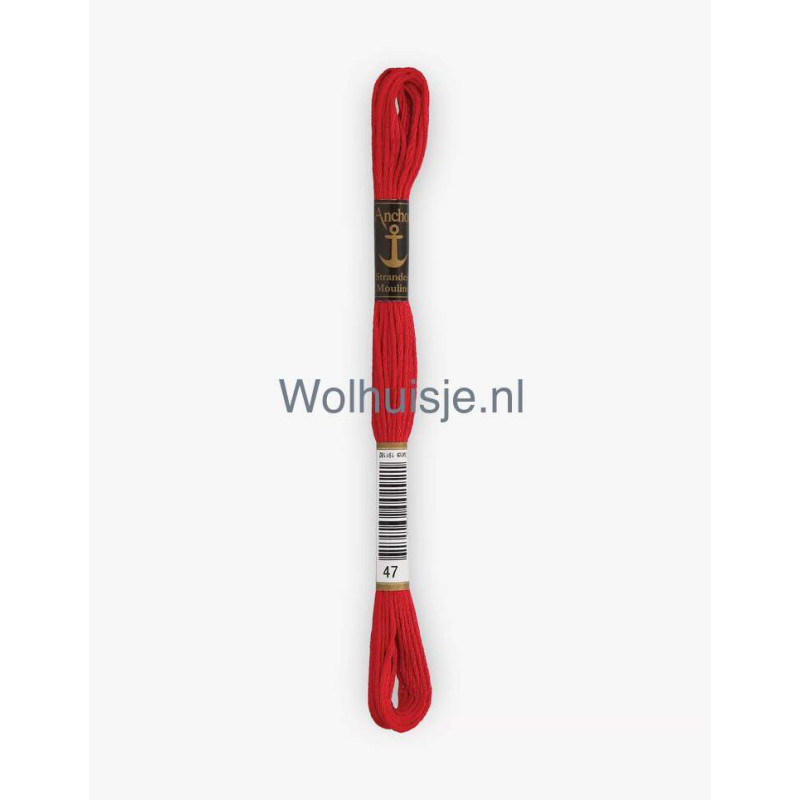 Anchor mouline 6 draads borduurgaren 47 kersen rood 8m