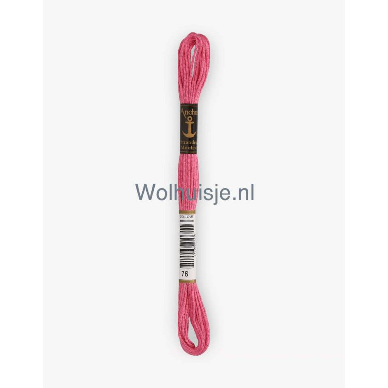Anchor mouline 6 draads borduurgaren 76 donker roze 8m