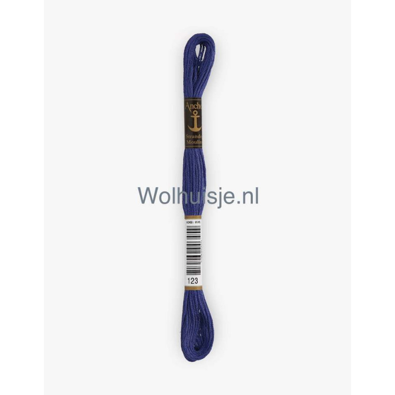 Anchor mouline 6 draads borduurgaren 123 bosbes blauw 8m