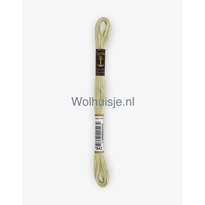 Anchor mouline 6 draads borduurgaren 842 licht khaki groen 8m