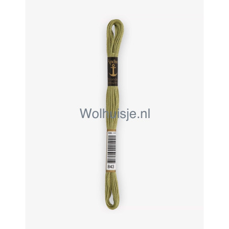 Anchor mouline 6 draads borduurgaren 843 midden khaki groen 8m