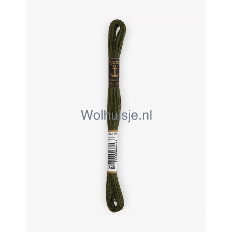 Anchor mouline 6 draads borduurgaren 846 donker khaki groen 8m