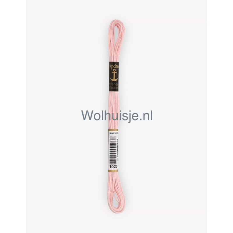 Anchor mouline 6 draads borduurgaren 1020 licht baby roze 8m