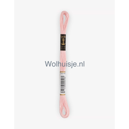 Anchor mouline 6 draads borduurgaren 1020 licht baby roze 8m