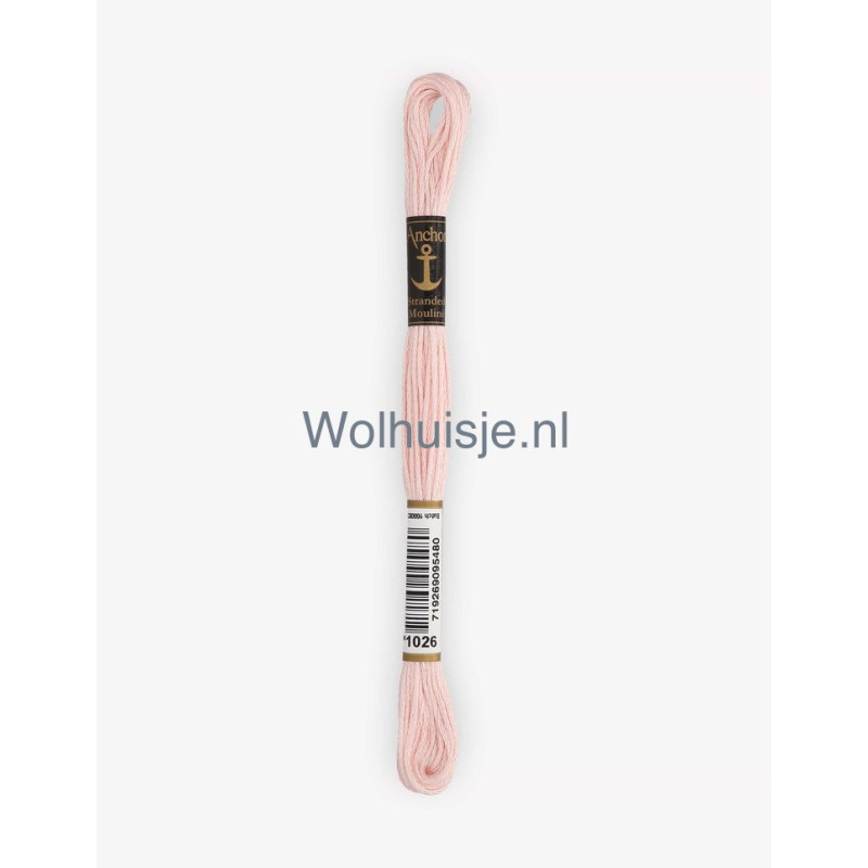 Anchor mouline 6 draads borduurgaren 1026 lichtroze 8m