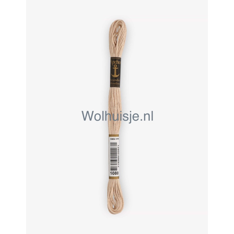 Anchor mouline 6 draads borduurgaren 1080 beige bruin 8m