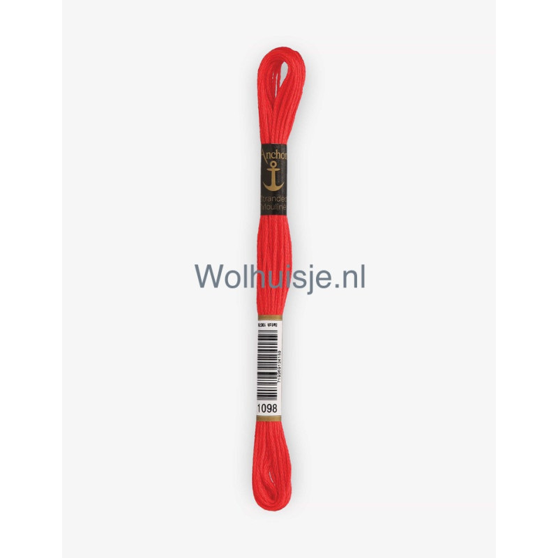 Anchor mouline 6 draads borduurgaren 1098 licht vlam rood 8m
