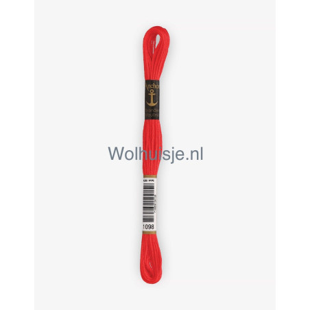 Anchor mouline 6 draads borduurgaren 1098 licht vlam rood 8m
