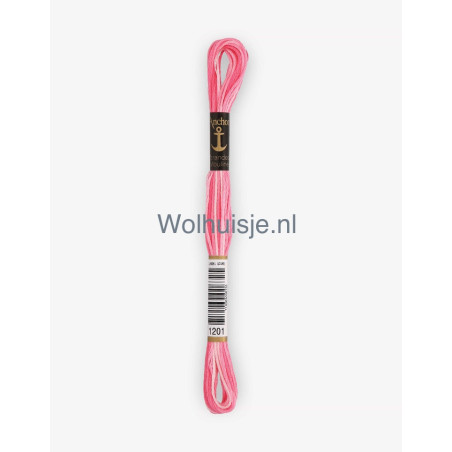 Anchor mouline 6 draads borduurgaren 1201 ombre roze 8m