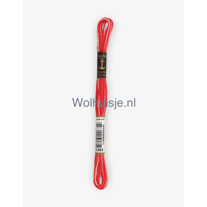 Anchor mouline 6 draads borduurgaren 1203 ombre rood 8m