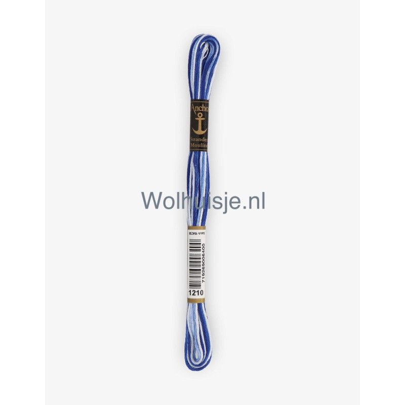 Anchor mouline 6 draads borduurgaren 1210 ombre blauw 8m