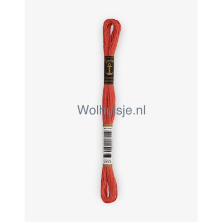 Anchor mouline 6 draads borduurgaren 5975 roodbruin 8m