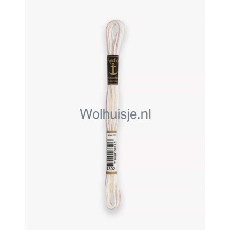 Anchor mouline 6 draads borduurgaren multicolor 1302 wit marmer 8m