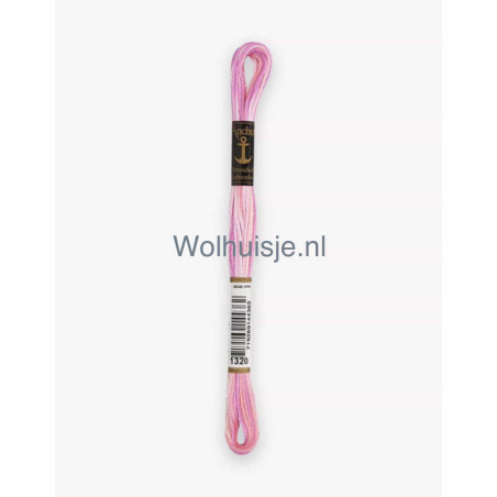 Anchor mouline 6 draads borduurgaren multicolor 1320 roze en wit tinten 8m