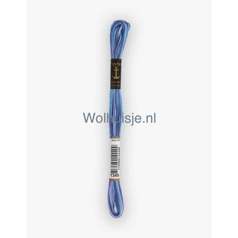 Anchor mouline 6 draads borduurgaren multicolor 1349  blauw en paars tinten 8m