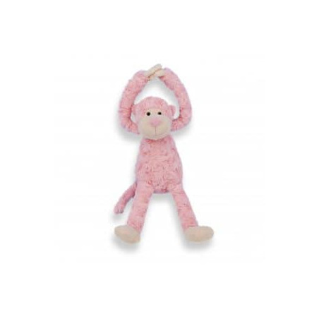 Slinger aapje, handjes met klittenband 45 cm  roze