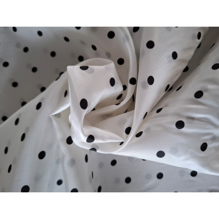 Voering wit met zwarte stippen 140 breed