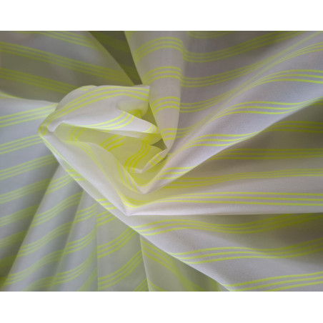 Voering wit  met fluor gele strepen 150 breed