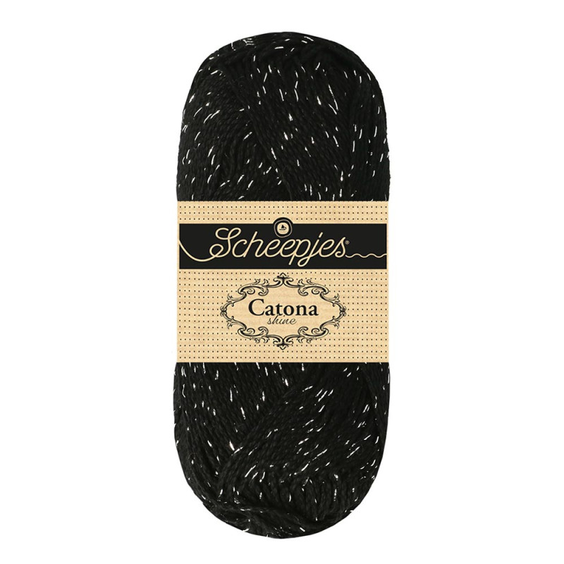 Scheepjes Catona Shine 10-S Jet Black - Silver