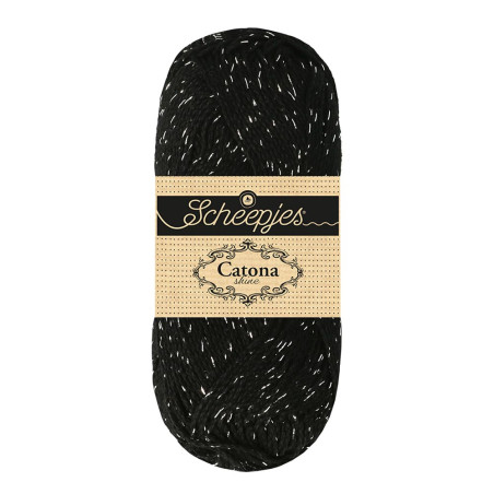 Scheepjes Catona Shine 10-S Jet Black - Silver