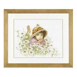 orduurpakket Little girl in a field of flowers   Meisje in bloemenveld 46 x 36 cm 34919