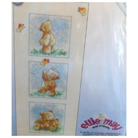 Borduurpakket Ellie- May and friends   3 beertjes 1691.711 25.5 x 11.5cm