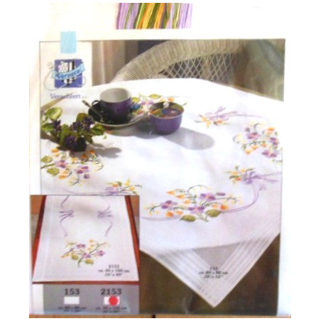 Tafelloper lila bloemen   40 x 100 cm nr 153