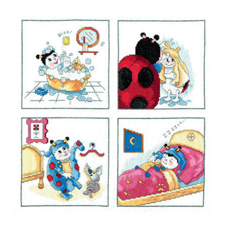 Borduurpakket Lieveheersbeestje bedtime  36 x36 cm 15609