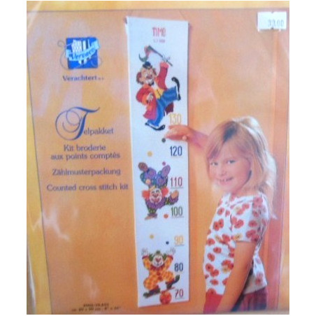 Borduurpakket clowntjes meetlat   2002 70.655 20 x 90 cm