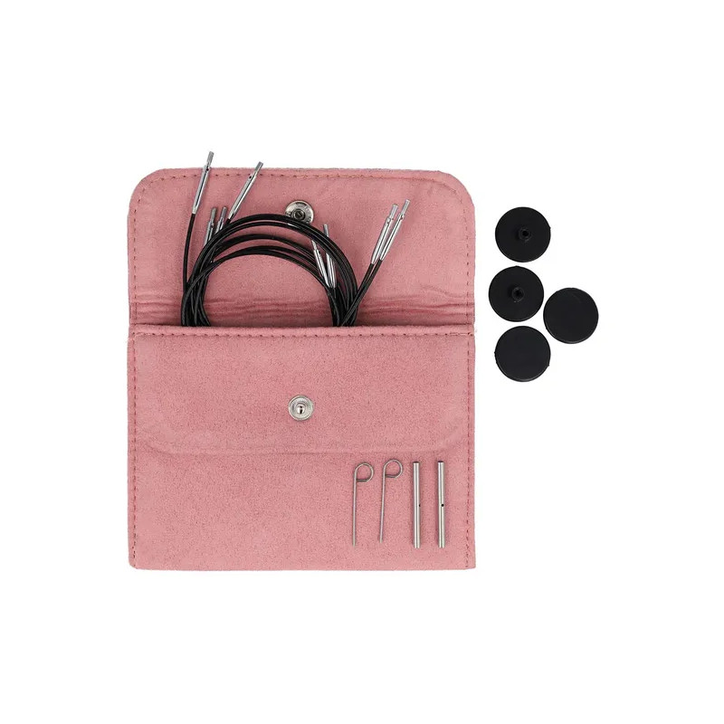 KnitPro Swivel 360° verw. kabel set 60-100cm roze