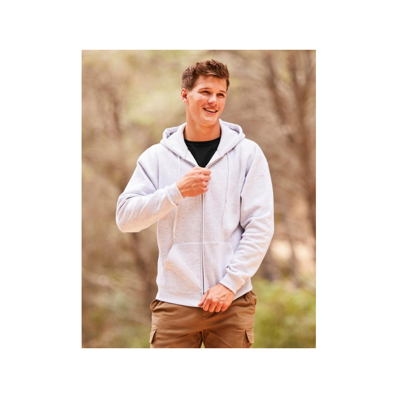 premium hooded zip sweat heather grey xxl