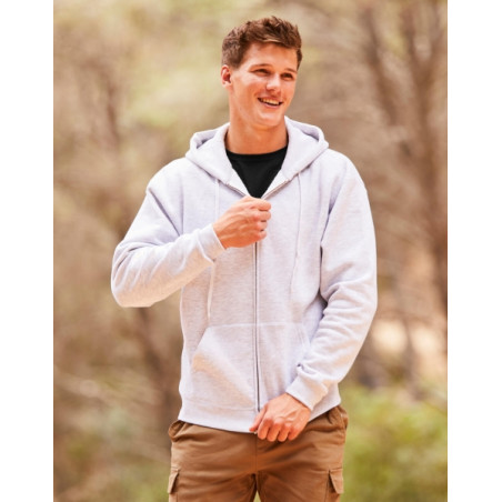premium hooded zip sweat heather grey xxl