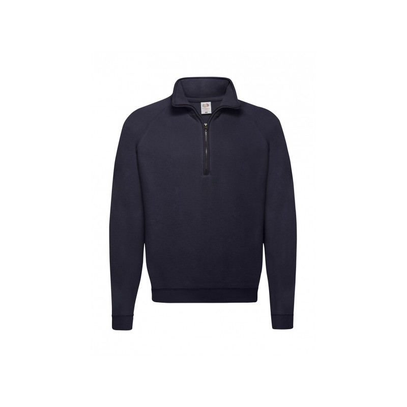 Classic zip neck sweat fruit of the loom L navy