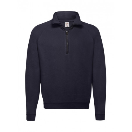 Classic zip neck sweat fruit of the loom L navy
