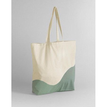 organic cotton wave print maxi tote Tas ecru groen